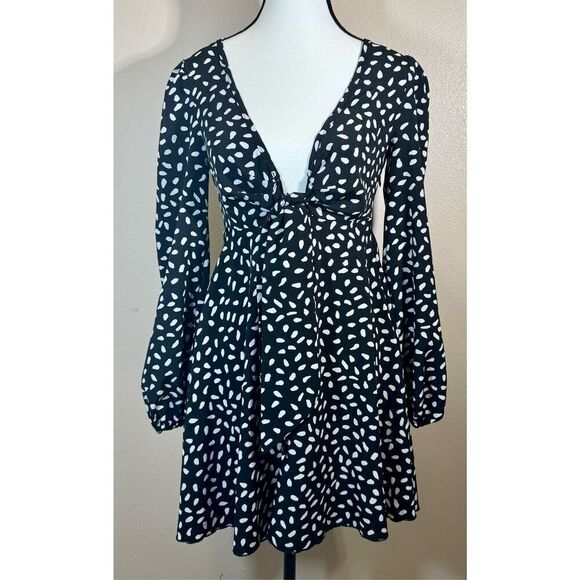 Olivier Goureau Front Tie Balloon Sleeve Flowy Women's Dress XS - Picture 2 of 12